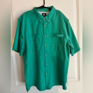 Boys J Khaki Green Short Sleeve Fishing Shirt size Large